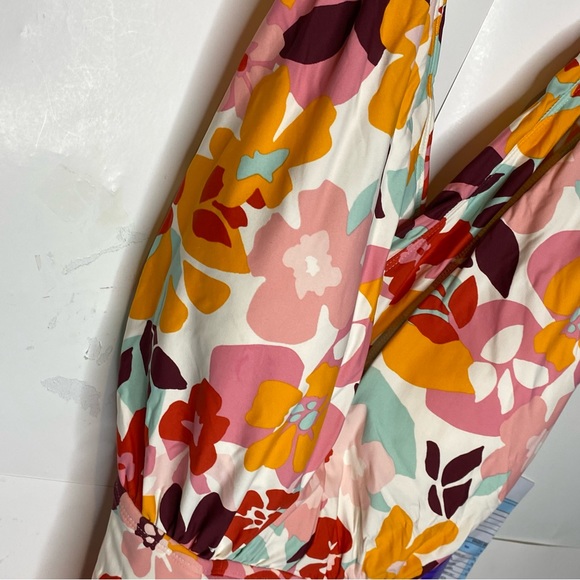 Target Sea Angel plus size one piece swimsuit front plunge 1X floral brights NWT - Picture 4 of 8